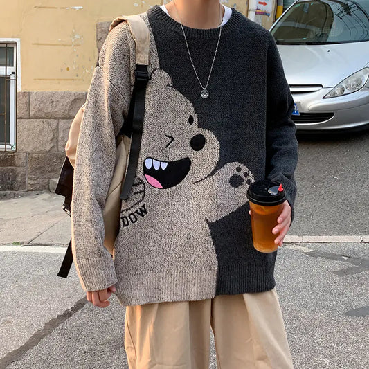 Korean Style Plus Velvet Thick Bear Bottoming Sweater